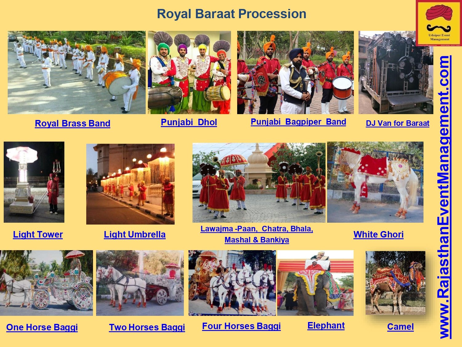 Light Tower Baraat for wedding in India - Punjab Bagpiper Band